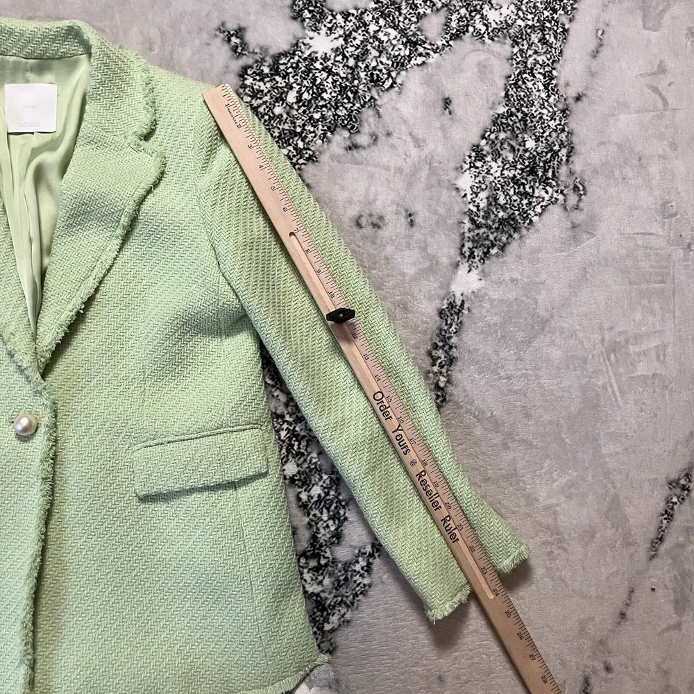 Mango Blazer Womens Size Medium Light Green Tweed… - image 2